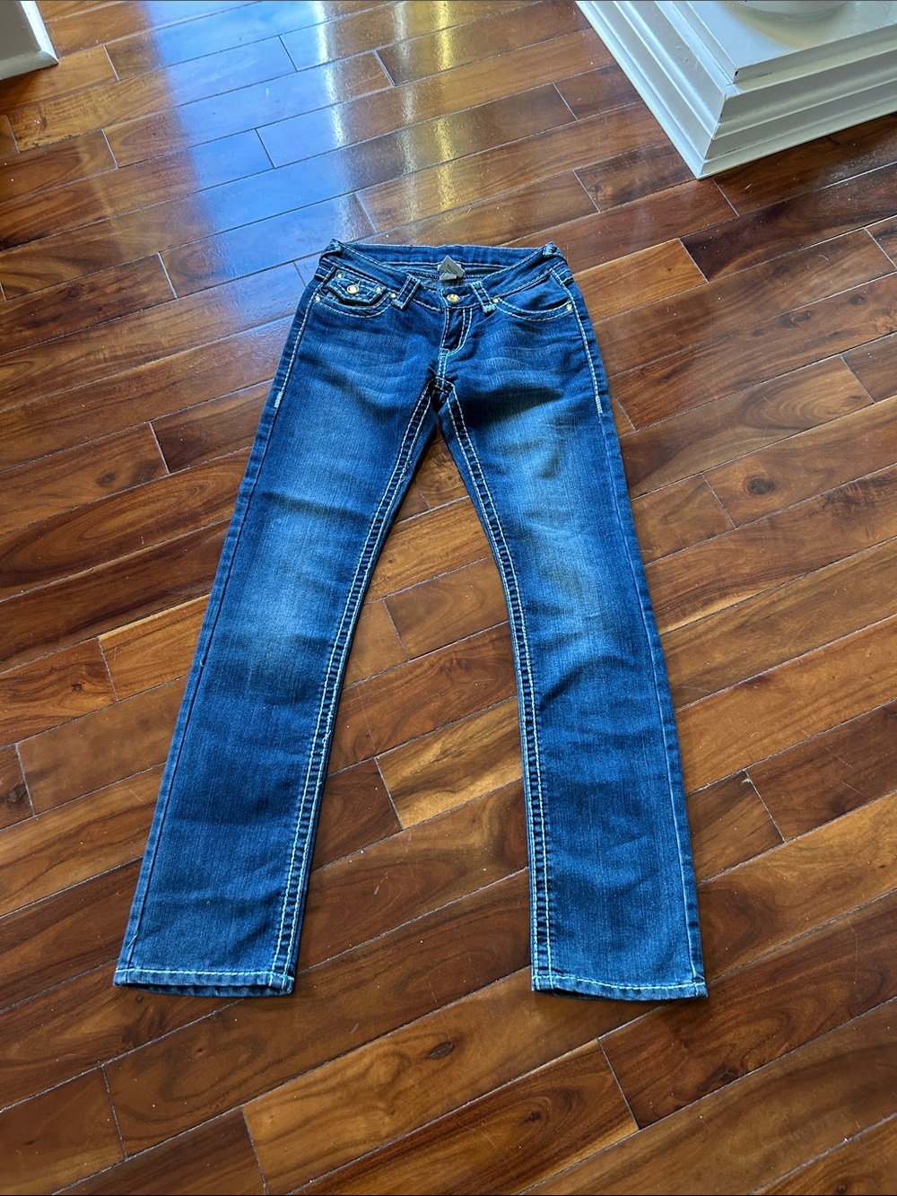 True Religion Women's Blue Straight-Leg Jeans